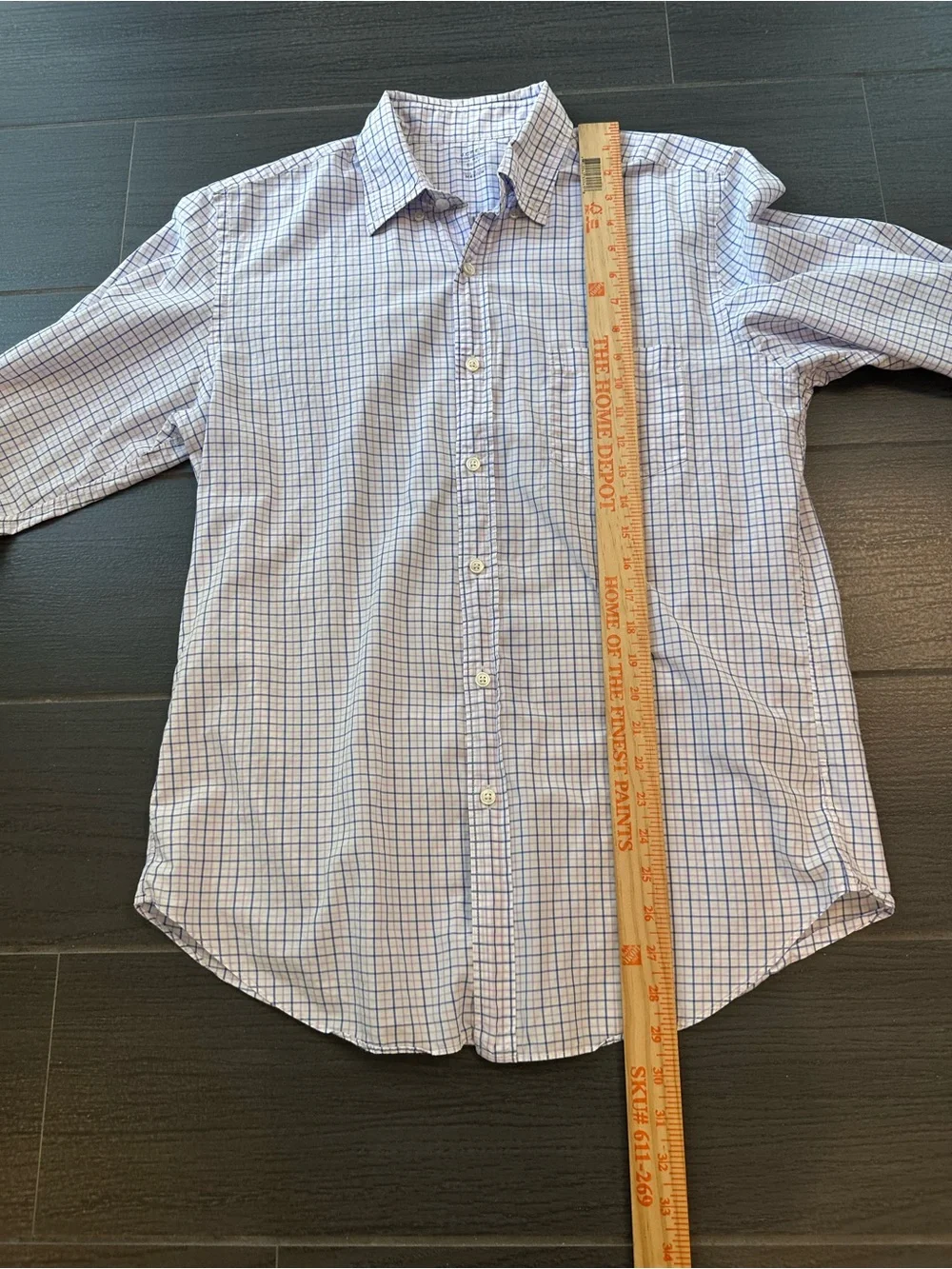 J. Crew Men’s Light Blue and White Windowpane Dress Shirt